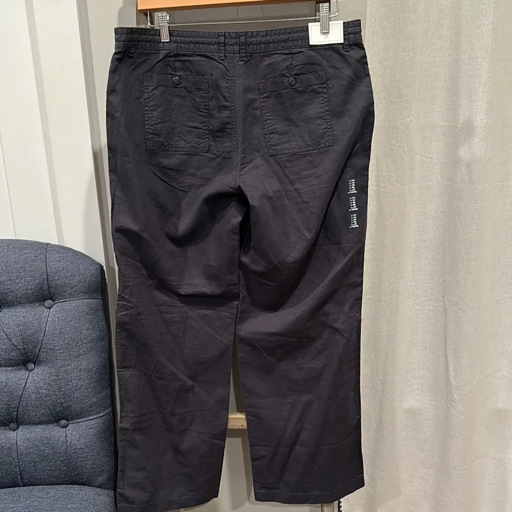 GAP Factory Charcoal Grey Wide Leg Linen Pants - Picture 2 of 5